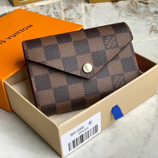 高仿包包LV Victorine Damier Ebene 女士錢包 | 信封式設計拉鏈零錢格-N41659 高仿包包