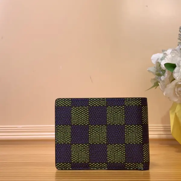 高仿包包LV Damier Heritage Multiple 男士錢包 - 藍綠色塗層帆布短夾-N00142 高仿包包
