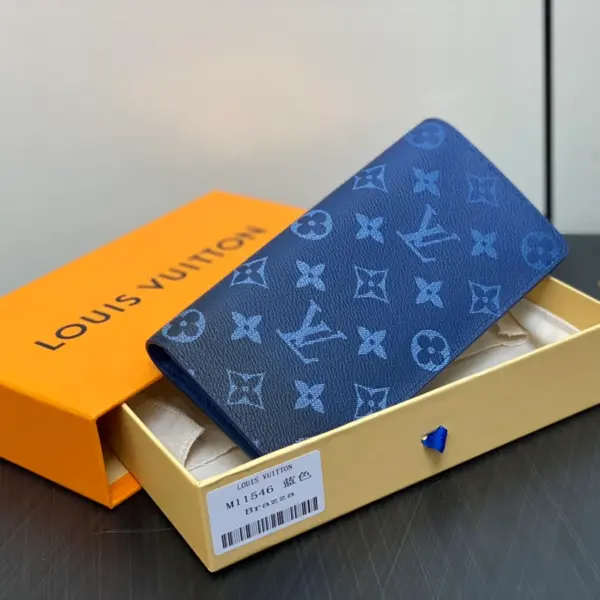 高仿LV Brazza Navy Monogram Gradient 男士錢包 | 漸變印花多功能設計-M11546
