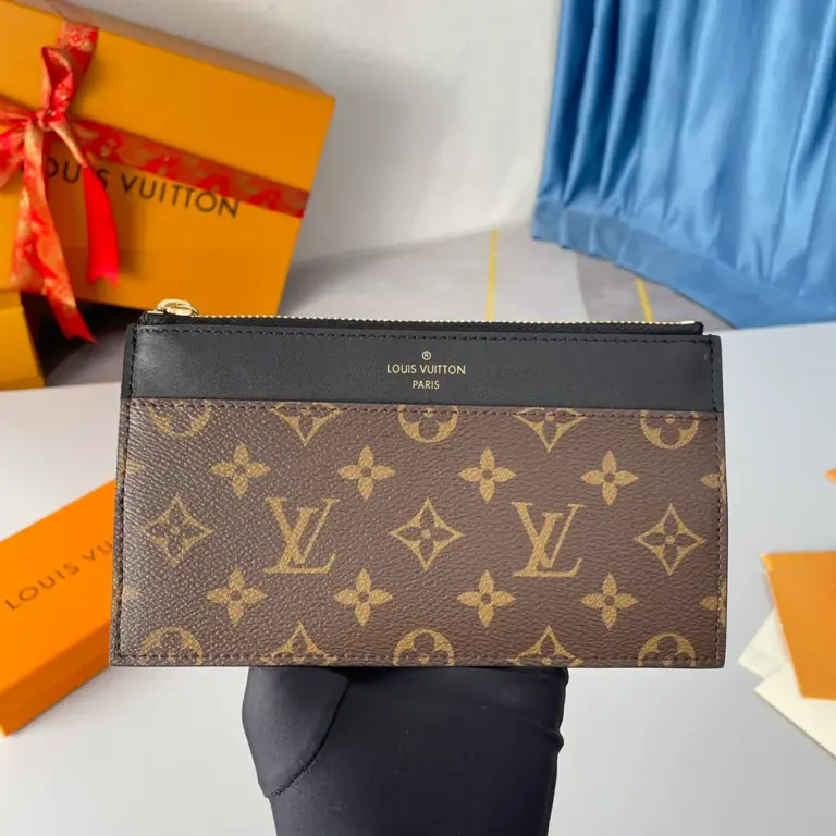 高仿LV Slim 錢包 | Monogram帆布配小牛皮 超薄設計多功能卡片夾-M80348