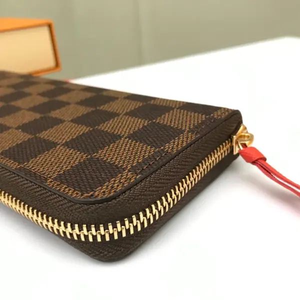 高仿LV Clémence 錢包 | Damier Ebene帆布拼接彩色粒面牛皮 多功能拉鏈錢包-N60534