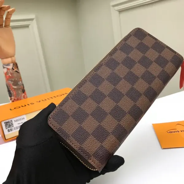 高仿LV Clémence 錢包 | Damier Ebene帆布拼接彩色粒面牛皮 多功能拉鏈錢包-N60534