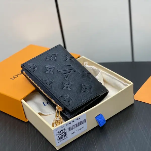 高仿LV Lisa Monogram Empreinte黑色短夾錢包 | 小巧多功能女士皮夾-M83365