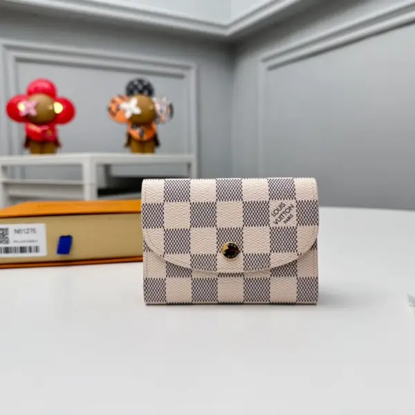 高仿LV Rosalie零錢包 | Damier Azur帆布玫瑰粉款 輕奢收納配件-N61276