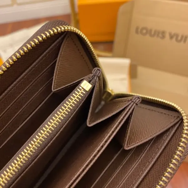 高仿LV Damier Ebene帆布Zippy拉链钱包 - 多功能信用卡夹层女士钱夹-N41661