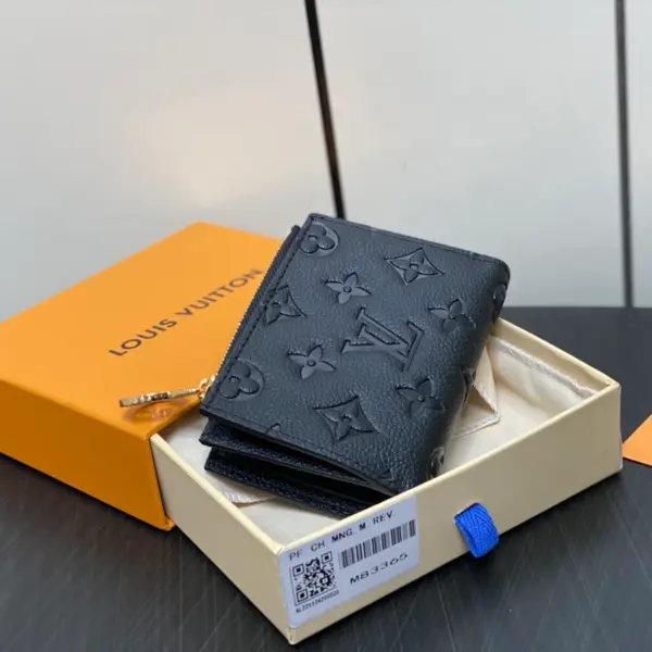高仿LV Lisa Monogram Empreinte黑色短夾錢包 | 小巧多功能女士皮夾-M83365