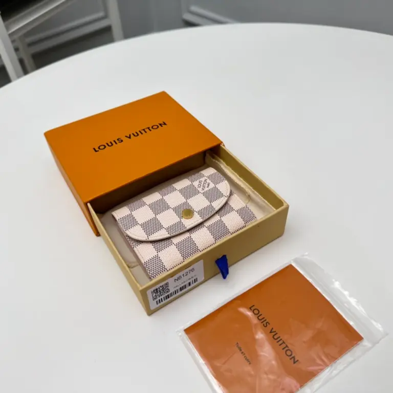 高仿LV Rosalie零錢包 | Damier Azur帆布玫瑰粉款 輕奢收納配件-N61276