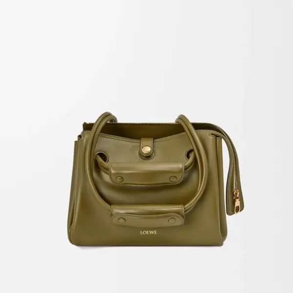 Loewe-羅意威 橄欖綠小號柔軟牛皮革 Madrid 手拿包