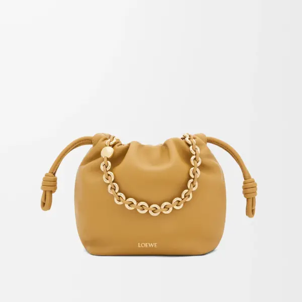 Loewe-羅意威 沙漠黃迷你柔軟納帕羊皮革 Flamenco Purse 肩背包