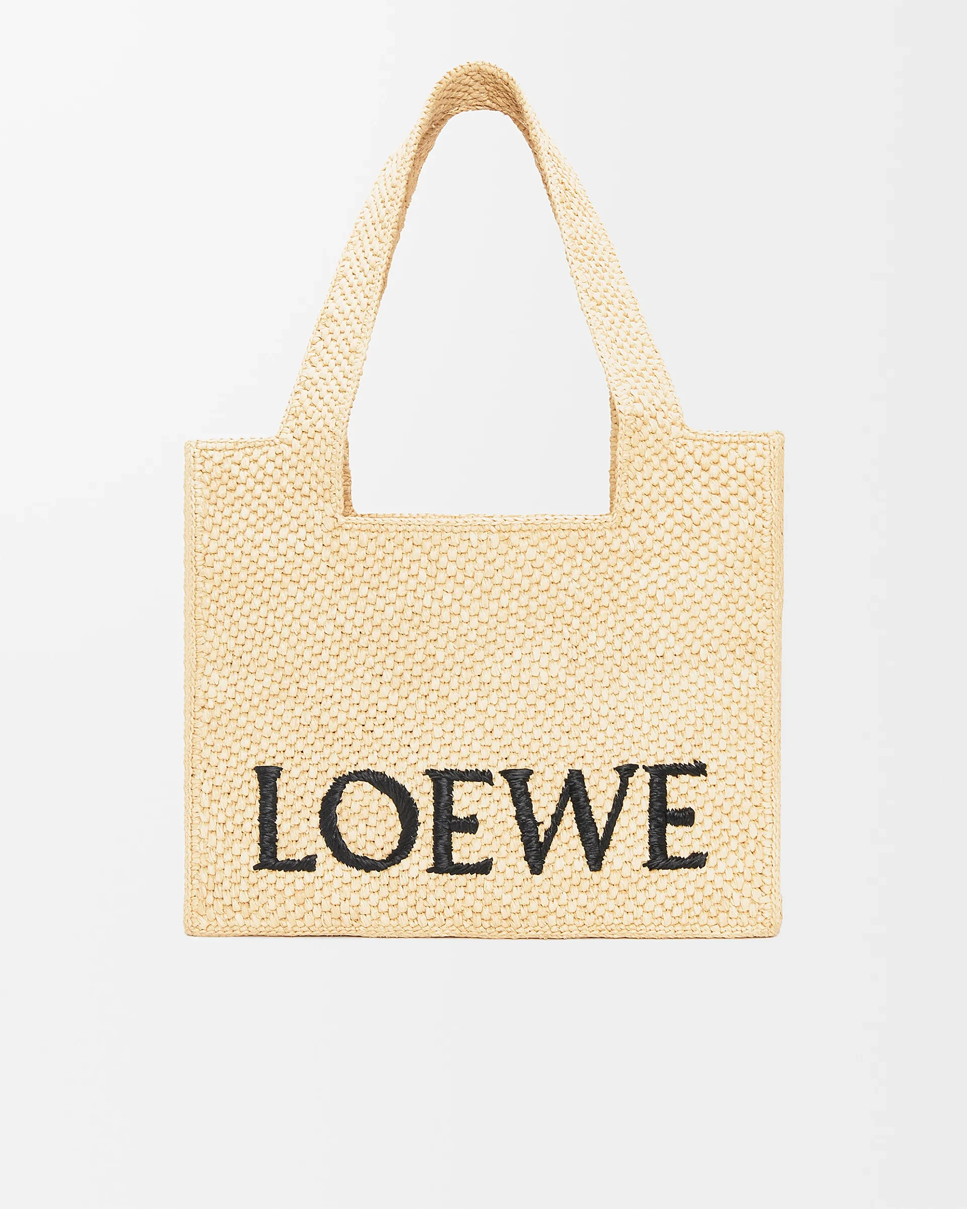 Loewe-羅意威 Font Tote 系列 自然色中號酒椰纖維斜挎包 1 Loewe-羅意威 Font Tote 系列 自然色中號酒椰纖維斜挎包