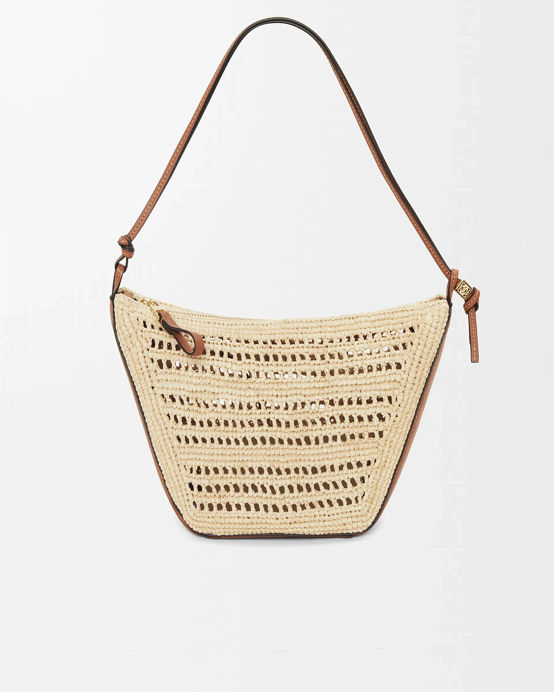 Loewe-羅意威 迷你棕褐色 / 自然沙拉菲草牛皮革 Hammock Hobo 肩背包 1 Loewe-羅意威 迷你棕褐色 / 自然沙拉菲草牛皮革 Hammock Hobo 肩背包