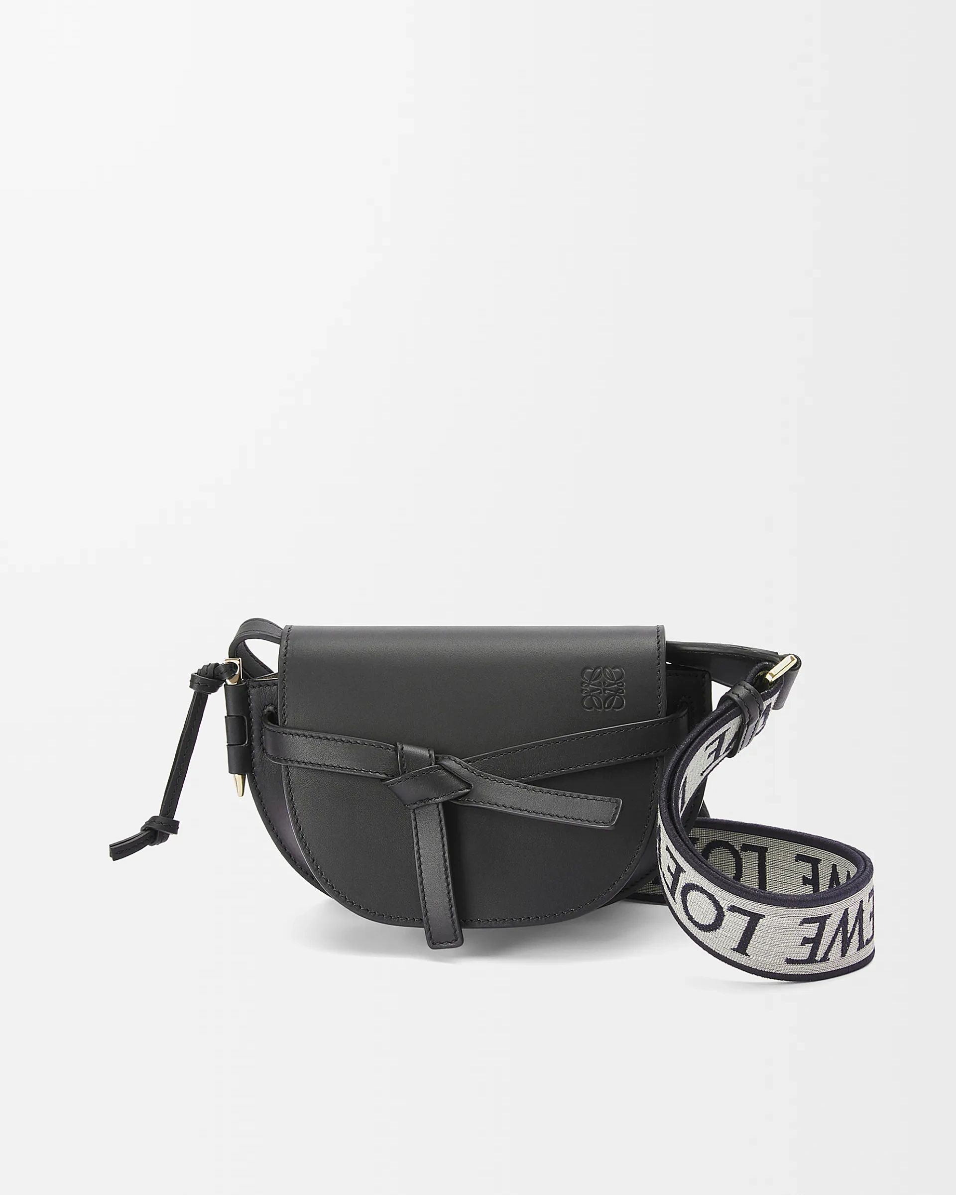 Loewe-羅意威 黑色迷你柔軟牛皮革提花 Gate Dual 斜挎包 1 Loewe-羅意威 黑色迷你柔軟牛皮革提花 Gate Dual 斜挎包