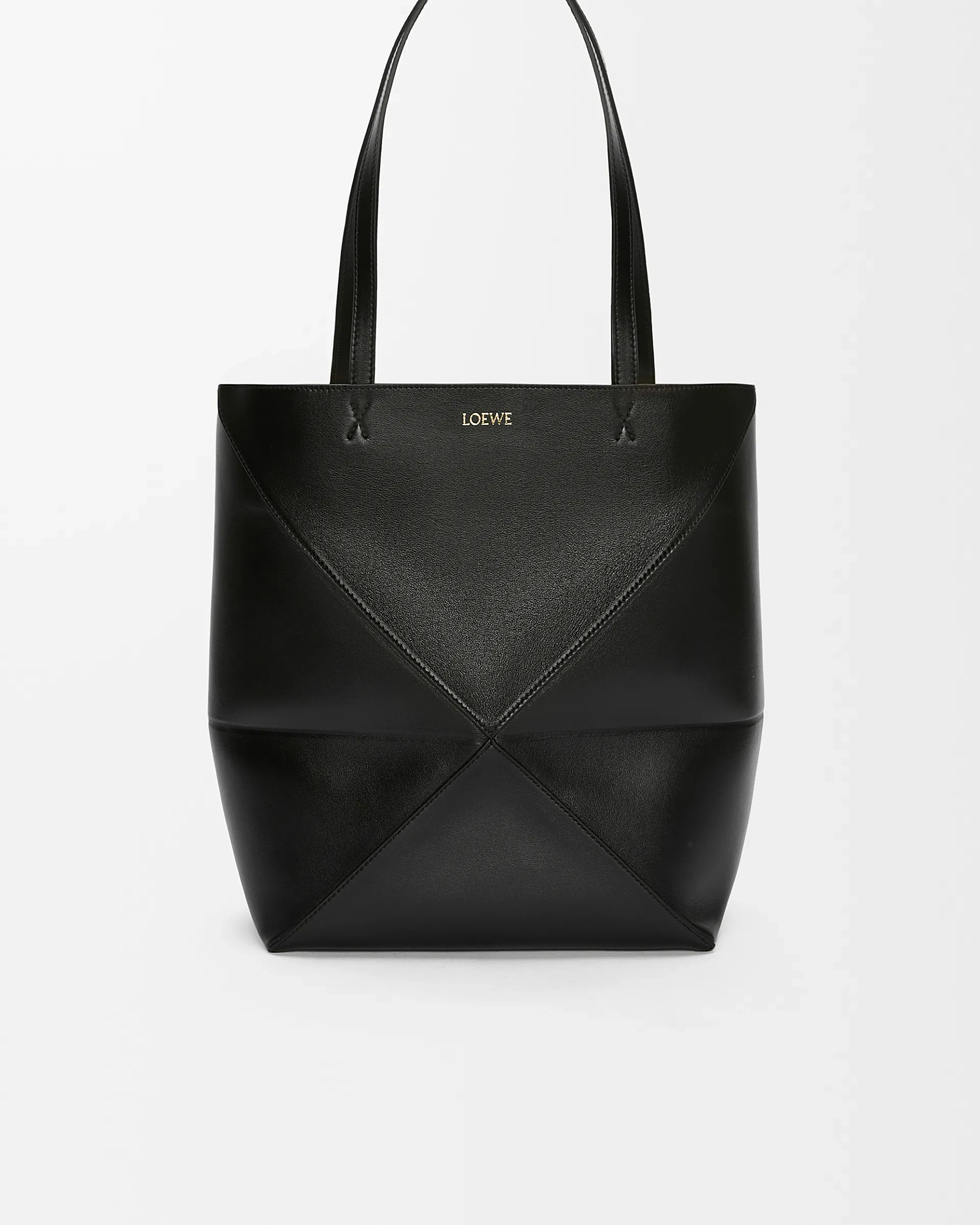 Loewe-羅意威 Puzzle Fold 系列 黑色中號亮面牛皮革購物袋 1 Loewe-羅意威 Puzzle Fold 系列 黑色中號亮面牛皮革購物袋