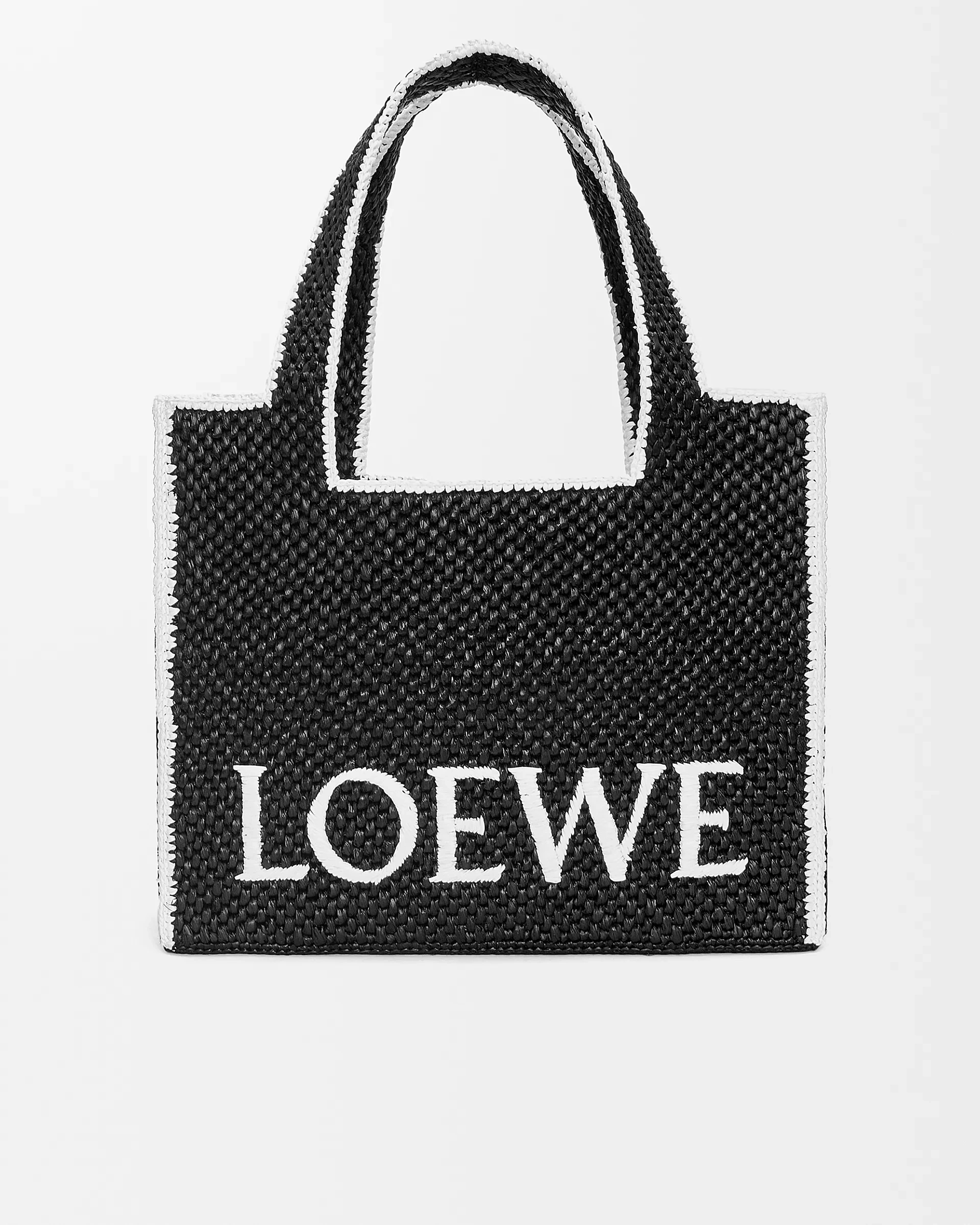 Loewe-羅意威 黑色大號酒椰纖維 Font Tote 斜挎包 1 Loewe-羅意威 黑色大號酒椰纖維 Font Tote 斜挎包