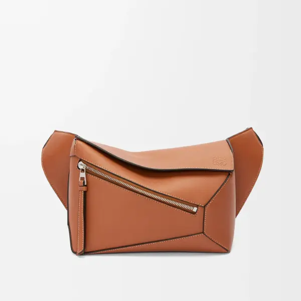 Loewe-羅意威 棕褐色小號經典牛皮革 Puzzle 腰包