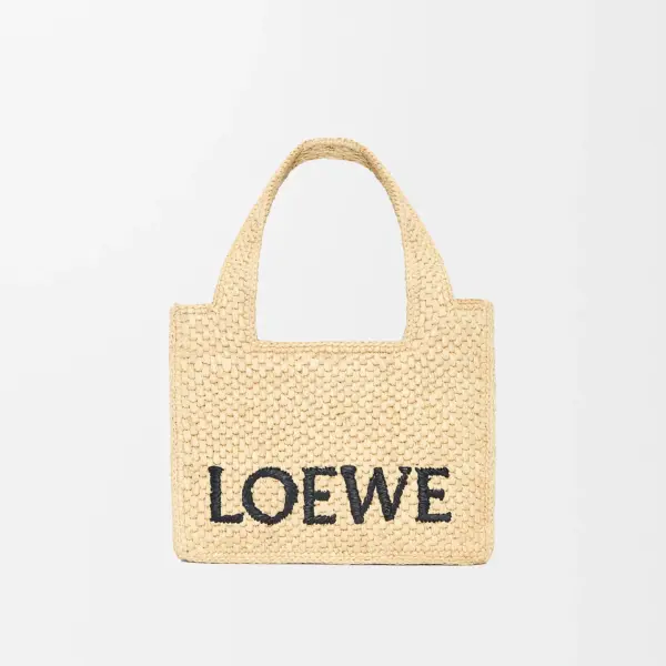 Loewe-羅意威 Font Tote 系列 自然色迷你拉菲草斜挎包