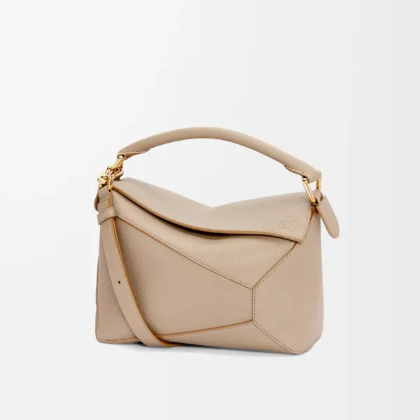 Loewe-羅意威 沙色小號柔軟粒面牛皮革 Puzzle 肩背包