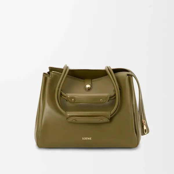 Loewe-羅意威 橄欖綠中號柔軟牛皮革 Madrid 手拿包