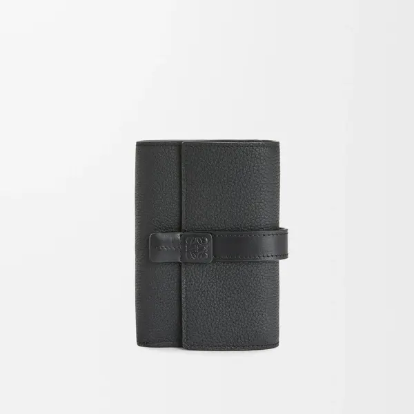 Loewe-羅意威 黑色小號柔軟粒面牛皮豎款錢包
