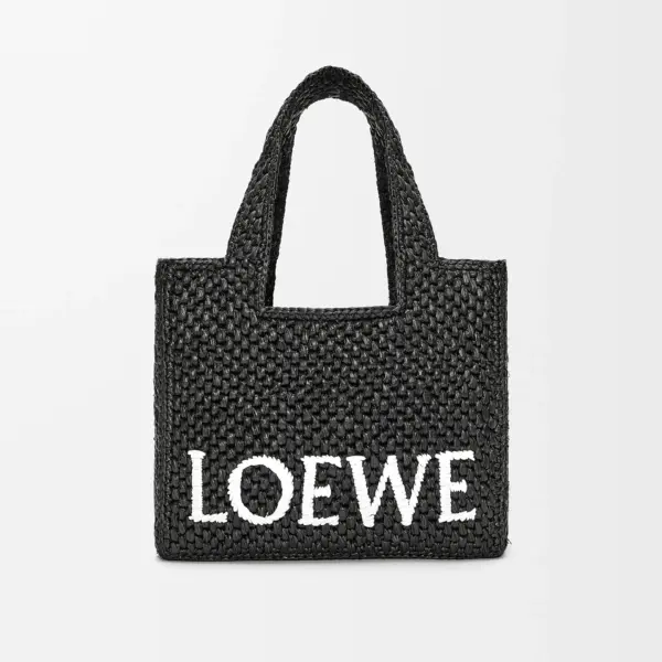 Loewe-羅意威 黑色小號酒椰纖維 Font Tote 斜挎包