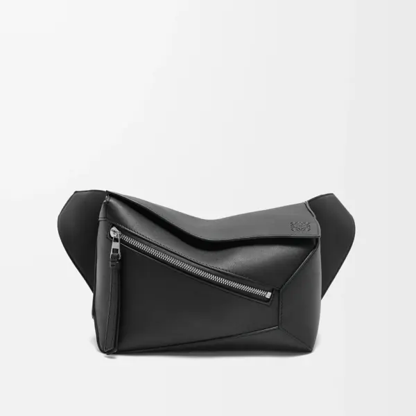 Loewe-羅意威 黑色小號經典牛皮革 Puzzle 腰包