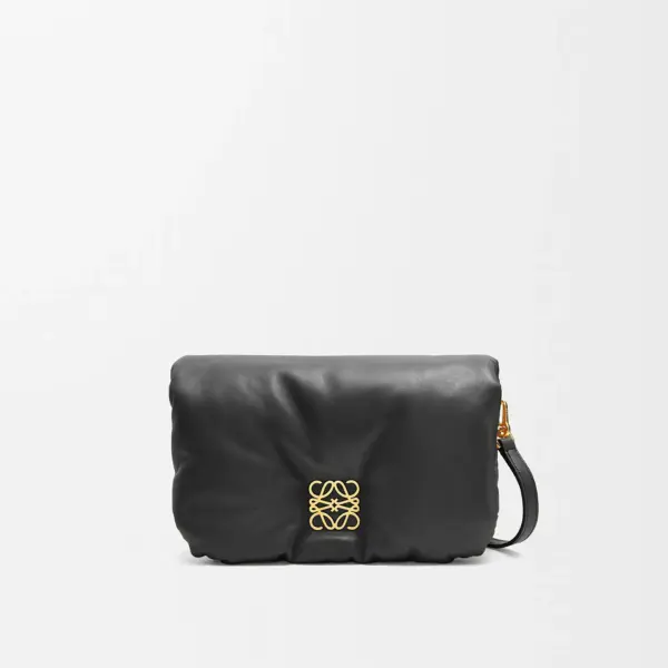 Loewe-羅意威 黑色迷你亮面納帕羊皮革 Puffer Goya 肩背包