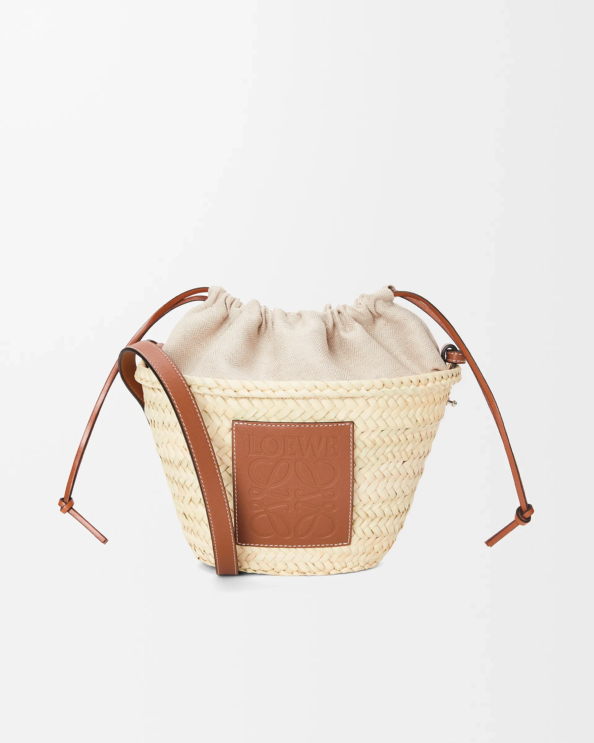 Loewe-羅意威 自然色 / 棕褐色棕櫚葉牛皮革抽繩肩背水桶包 1 Loewe-羅意威 自然色 / 棕褐色棕櫚葉牛皮革抽繩肩背水桶包