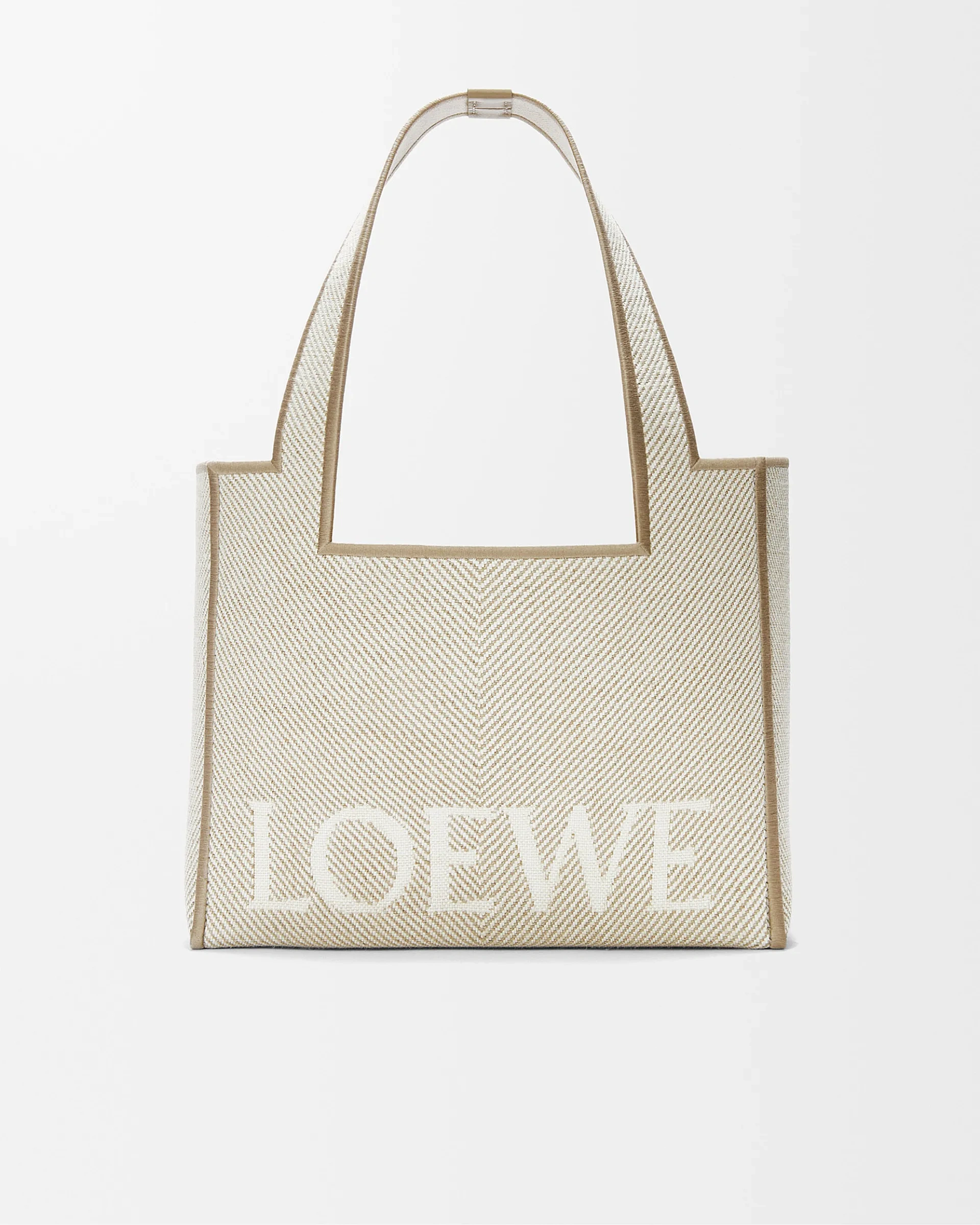 Loewe-羅意威 Font Tote 系列 亞麻原色中號提花帆布購物袋 1 Loewe-羅意威 Font Tote 系列 亞麻原色中號提花帆布購物袋