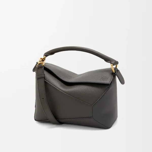 Loewe-羅意威 深灰色小號柔軟粒面牛皮革 Puzzle 肩背包