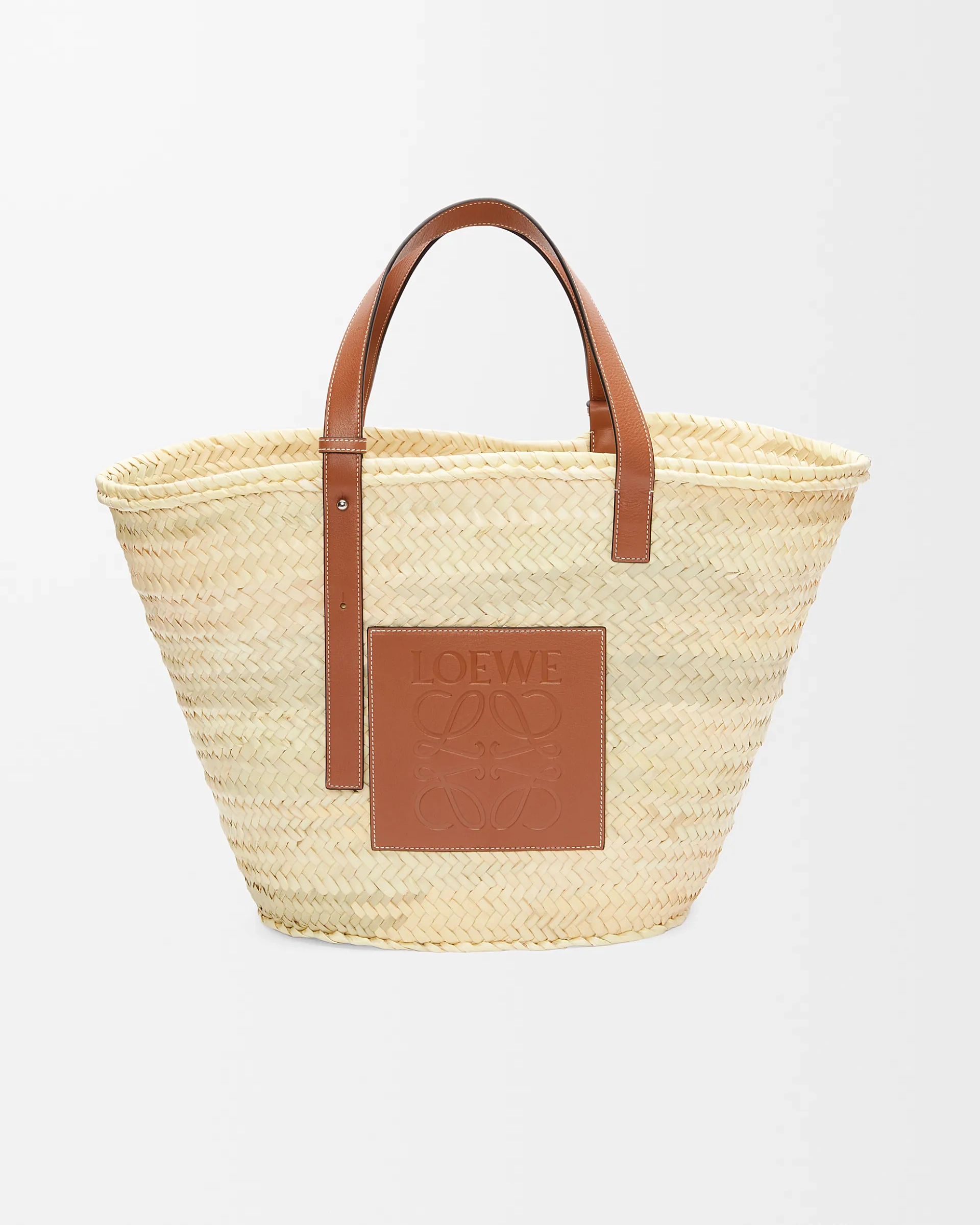 Loewe-羅意威 Basket 系列 自然色 / 棕褐色大號棕櫚葉牛皮革編織袋 1 Loewe-羅意威 Basket 系列 自然色 / 棕褐色大號棕櫚葉牛皮革編織袋