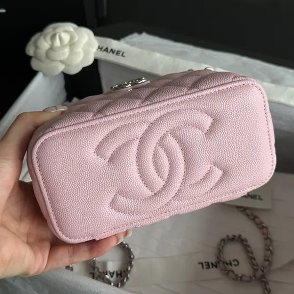 Chanel/香奈兒 25P 隱藏款琺琅手柄長盒子 櫻花粉