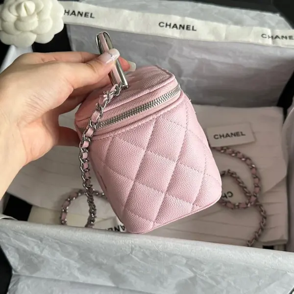 Chanel/香奈兒 25P 隱藏款琺琅手柄長盒子 櫻花粉