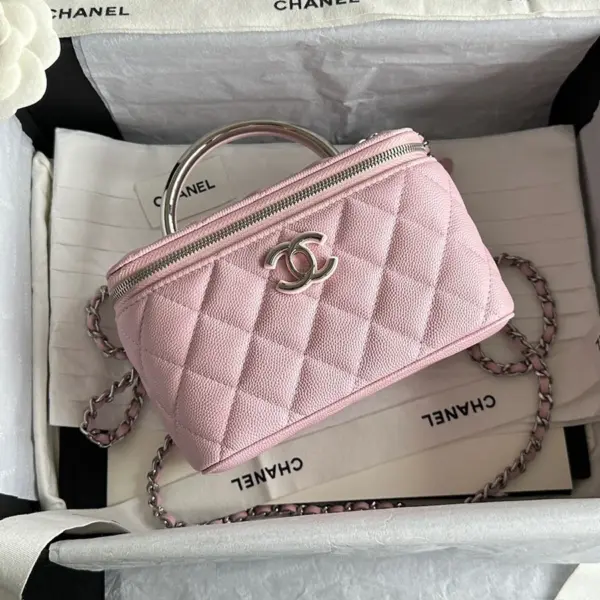 Chanel/香奈兒 25P 隱藏款琺琅手柄長盒子 櫻花粉