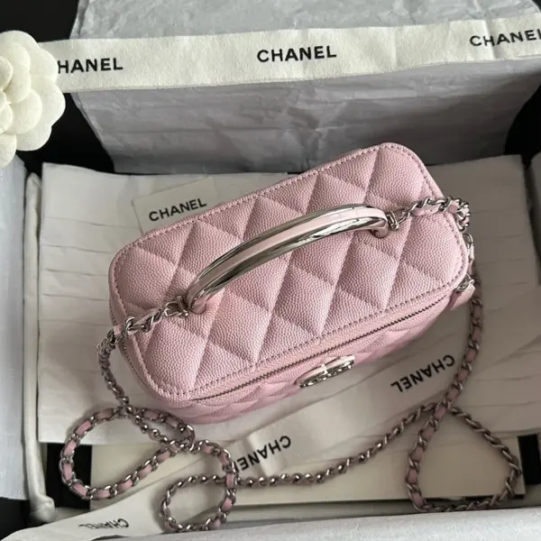 Chanel/香奈兒 25P 隱藏款琺琅手柄長盒子 櫻花粉