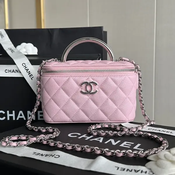 Chanel/香奈兒 25P 隱藏款琺琅手柄長盒子 櫻花粉