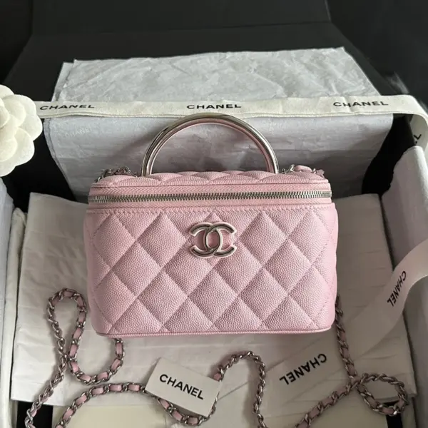 Chanel/香奈兒 25P 隱藏款琺琅手柄長盒子 櫻花粉
