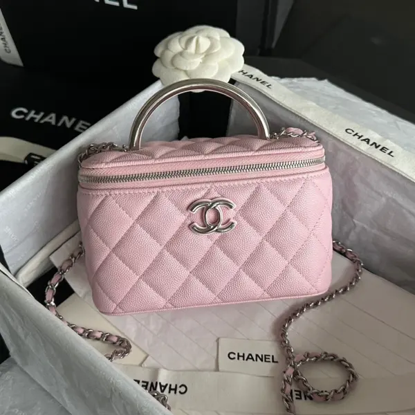 Chanel/香奈兒 25P 隱藏款琺琅手柄長盒子 櫻花粉