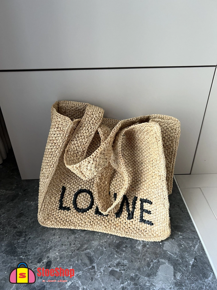 Loewe-羅意威 Font Tote 系列 自然色中號酒椰纖維斜挎包 3 Loewe-羅意威 Font Tote 系列 自然色中號酒椰纖維斜挎包