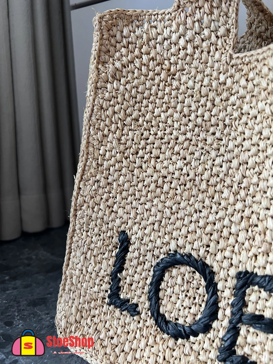 Loewe-羅意威 Font Tote 系列 自然色中號酒椰纖維斜挎包 4 Loewe-羅意威 Font Tote 系列 自然色中號酒椰纖維斜挎包