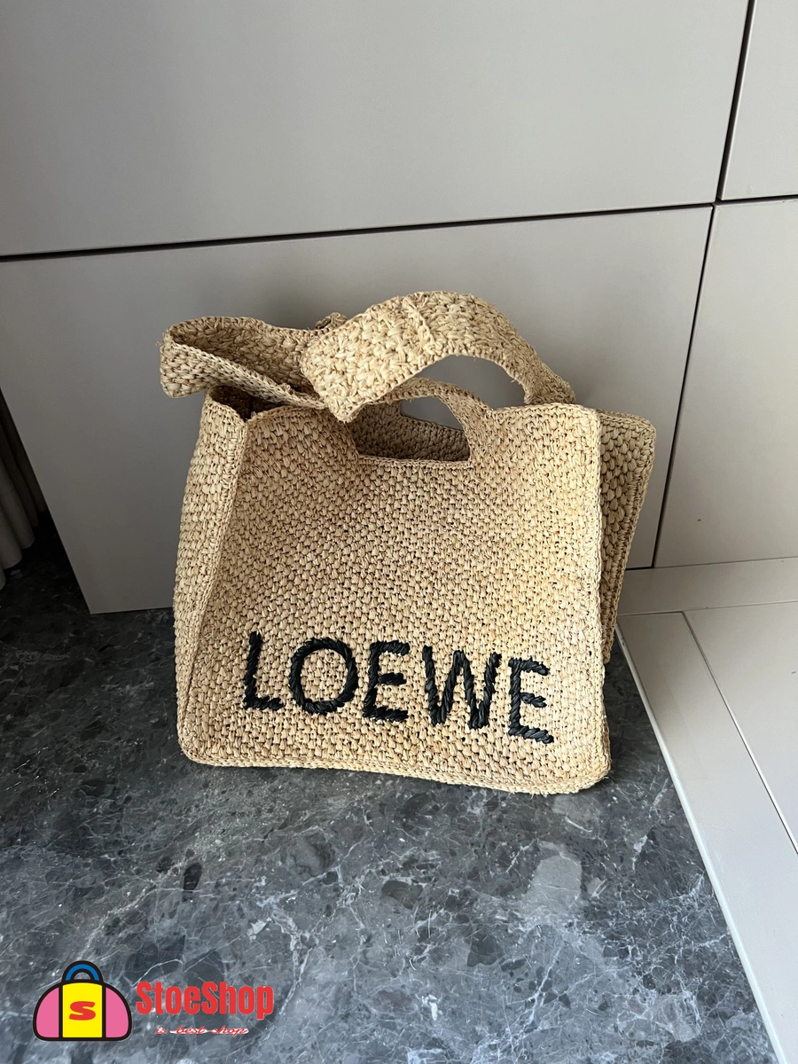 Loewe-羅意威 Font Tote 系列 自然色中號酒椰纖維斜挎包 6 Loewe-羅意威 Font Tote 系列 自然色中號酒椰纖維斜挎包
