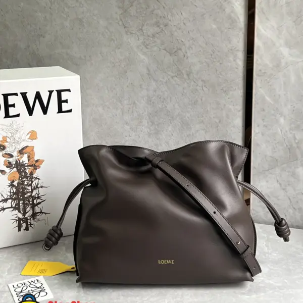 Loewe-羅意威 Flamenco 系列中號肩背手拿包 巧克力色 納帕牛皮革