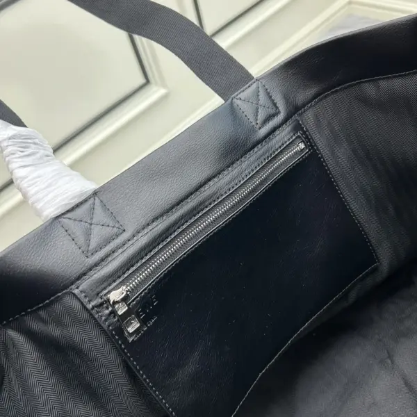 Loewe-羅意威 黑色紙紋牛皮革 Fold Shopper 購物袋