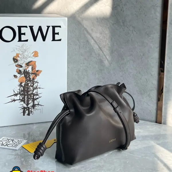 Loewe-羅意威 Flamenco 系列中號肩背手拿包 黑色 納帕牛皮革