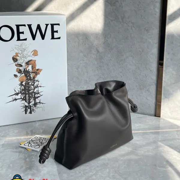 Loewe-羅意威 Flamenco 系列中號肩背手拿包 黑色 納帕牛皮革