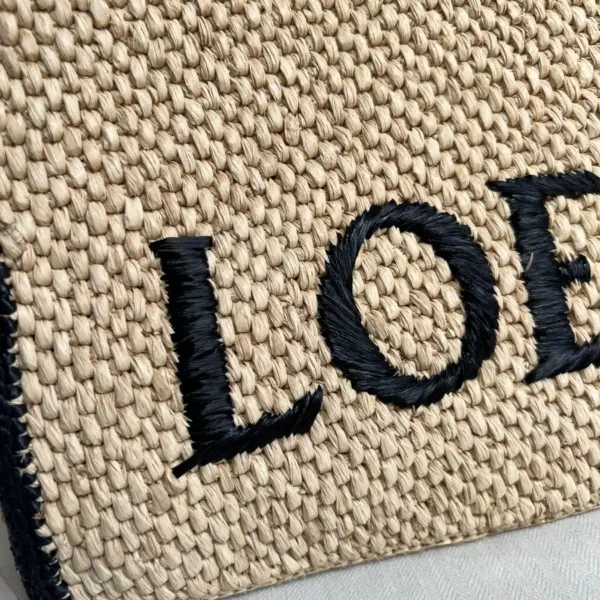 Loewe-羅意威 Font Tote 系列 自然色大號酒椰纖維斜挎包