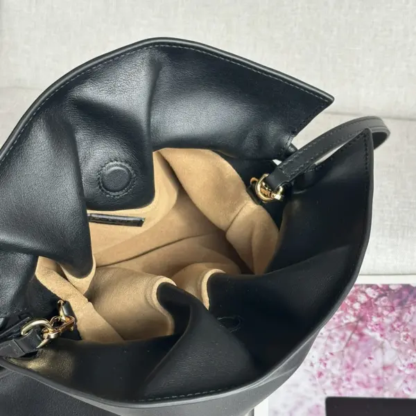 Loewe-羅意威 黑色超大號納帕牛皮革 Flamenco 肩背包