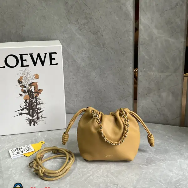 Loewe-羅意威 沙漠黃迷你柔軟納帕羊皮革 Flamenco Purse 肩背包