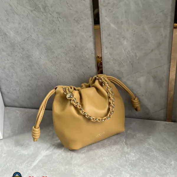 Loewe-羅意威 沙漠黃迷你柔軟納帕羊皮革 Flamenco Purse 肩背包