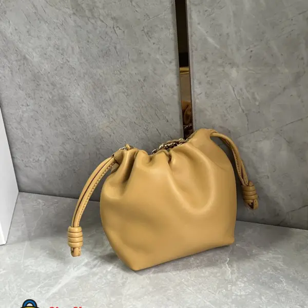Loewe-羅意威 沙漠黃迷你柔軟納帕羊皮革 Flamenco Purse 肩背包