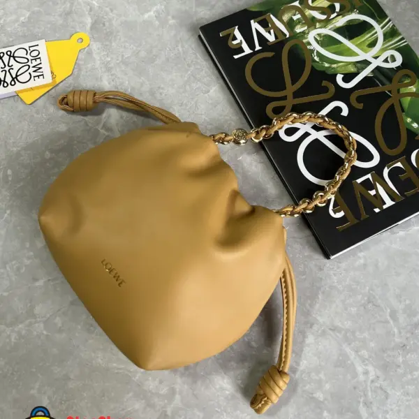 Loewe-羅意威 沙漠黃迷你柔軟納帕羊皮革 Flamenco Purse 肩背包